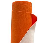 A-Express Strutturato Tessuto Ecopelle Materiale Granulato Morbida Finta pelle Vinile Materiale - Arancione brillante 1 Metro (100cm x 140cm)