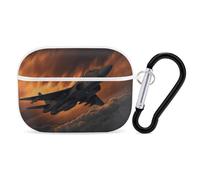 A Fighter Jet - Custodia protettiva antiurto per auricolari Airpods Pro con moschettone e clip anti-caduta, per Airpods Pro di seconda generazione, colore: bianco