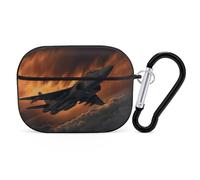 A Fighter Jet - Custodia protettiva antiurto per auricolari Airpods Pro con moschettone e clip anti-caduta, per Airpods Pro di seconda generazione, colore: nero