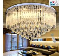 A Filo Lampadario Originale K9 Cristallo Rotondo 3 Luce Colore + Remoto Ctrl