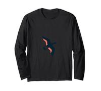A flat colorful silhouette of a bird mid-flight Maglia a Manica