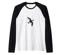 A flat colorful silhouette of a bird mid-flight Maglia con Maniche Raglan