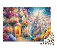 A Flowery Enchanted Town at Dusk Puzzle Da 1000 Pezzi Dreamy City Sfidante E Di Ingegno Per Tutte Le Età 70x50cm/1000pcs