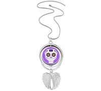 A forma di fiore viola occhi l cultura illustrazione ciondolo ali d'angelo rotante collana gioielli