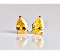 A Forma di Pera Borchie, Giallo Canarino 5A Cz 1.5 KT, 925 Argento & 18k Dorati