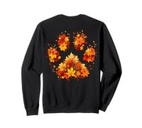 A Forma di Zampe, Foglie Autunnali Autunnali, Purr Miao, Gattino, Arte sul Retro Felpa