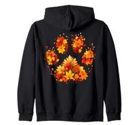 A Forma di Zampe, Foglie Autunnali Autunnali, Purr Miao, Gattino, Arte sul Retro Felpa con Cappuccio