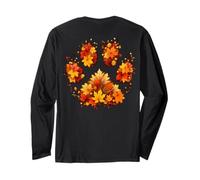 A Forma di Zampe, Foglie Autunnali Autunnali, Purr Miao, Gattino, Arte sul Retro Maglia a Manica