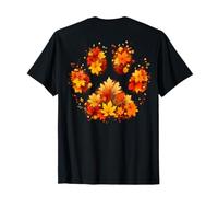 A Forma di Zampe, Foglie Autunnali Autunnali, Purr Miao, Gattino, Arte sul Retro Maglietta
