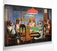A Friend in Need, un amico in difficoltà, cani che giocano a poker C.M. Coolidge, quadro grande stampa su tela di alta qualità, fine art, intelaiato pronto da appendere bsa3-150x105 cm