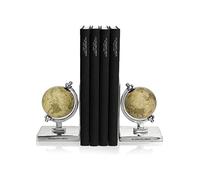 A.G. Spalding & Bros. Accessorio Libreria in Alluminio Fermalibri Coppia di Mappamondi, Codice Modello 862846 U828, Stile Vintage