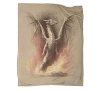 A Giant Drago Leaps Out of The Flames -Stile illustrazione disegnata a mano Coperta Campeggio Esterna Stampata Calda,morbida E Traspirante Copriletto Camera Letto Quattro Stagioni 70x80inch(180x200cm)