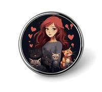 A Girl Who Loves Cats Distintivo rotondo Simpatica Spilla Cappelli Giacche Decorazione Personalizzata Spilla Abbigliamento Gioielli Accessori per Festa di Nozze Regalo