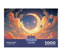 A Golden Moon with Crescent 1000 Piece Carta Premium Puzzle dreamlike Night Sky Stimolante Jigsaw Arredo Per Adulti 52x38cm/1000pcs