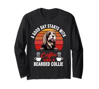 A Good Day Starts with Coffee And A Bearded Collie Dog Maglia a Manica