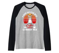 A Good Day Starts with Coffee And A Cornish Rex Cat Maglia con Maniche Raglan