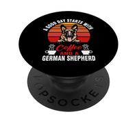 A Good Day Starts With Coffee And A German Shepherd Dog PopSockets PopGrip Adesivo