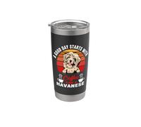 A Good Day Starts With Coffee And A Havanese Dog Lovers Bicchiere termico in acciaio inox doppia parete