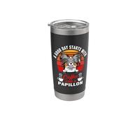 A Good Day Starts With Coffee And A Papillon Dog Lovers Bicchiere termico in acciaio inox doppia parete