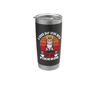 A Good Day Starts With Coffee And A Pixiebob Cat Funny Cats Bicchiere termico in acciaio inox doppia parete