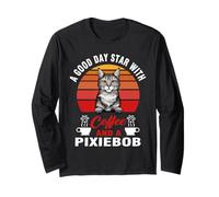 A Good Day Starts with Coffee And A Pixiebob Cat Funny Cats Maglia a Manica