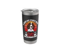 A Good Day Starts With Coffee And English Springer Spaniel Bicchiere termico in acciaio inox doppia parete