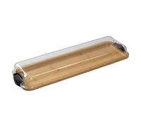 a Gourmet, piastra da buffet con tappo lucido, coperchio cristallino per affettare il salame, piano superiore visibile per hosting cracker, base trasparente per esporre snack, legno