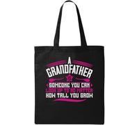 A Grandfather is Someone You can Look Up to Borsa Tote in Cotone Ecologico Naturale Nero, Nero , Taglia unica