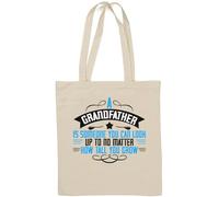 A grandfather is someone you can look up to no matter how tall you grow, borsa tote in cotone naturale bianco