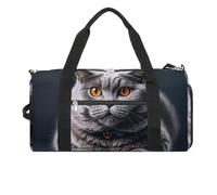 A Gray Cat Is Lying Borsa da palestra per uomini e donne, borsa da palestra impermeabile, grande borsa da viaggio per allenamento