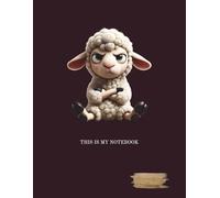 A gray-lined, college-ruled notebook with a margin. The notebook cover features an interesting graphic of a grumpy animal.: SHEEP