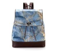 A Green Leaf Pattern PU Leather Zaino Borsa per le donne, Moda Signore Viaggio Borsa a Tracolla Zaino, Multicolore 09, 27x12.3x32cm