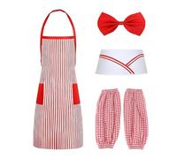 A Grembiule A Strisce da 1 Pezzo, Papillon da 1 Pezzo, Cappello da 1 Pezzo E 1 Paio di Maniche, Grembiule retrò, Grembiule da Cameriere, Oggetti di Cosplay.