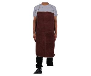 A grembiule di saldatura in pelle, vecchiaia resistente al fuoco, giubbotto di saldatura A Gara di cuoio pesante lavoro(Brown)