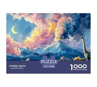 A Group of Dinosaurs 1000 Pcs Cartoncino Premium Puzzle Volcano with Dinosaur Immagini Vibranti Gioco Creativo Puzzle Per Adulti E Bambini 52x38cm/1000pcs