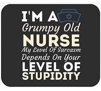 A Grumpy Old Nurse My Level of Sarcasm Depends On Stupidity Tappetino Mouse Liscio Mousepad Soffice Tappetini per Il Mouse per Ufficio Computer Lavoro 25X30Cm