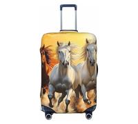 A Herd of Horses were Running in The River - Copertura elastica per valigia, con stampa, antigraffio, Nero , M