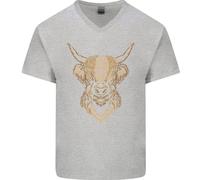 A Highland Mucca Disegno Uomo Scollo A V Cotone T-Shirt