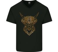A Highland Mucca Disegno Uomo Scollo A V Cotone T-Shirt