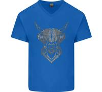 A Highland Mucca Disegno Uomo Scollo A V Cotone T-Shirt