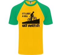 A Hill Get Sopra It Ciclismo Ciclisti Divertente DA UOMO S/S Baseball T-Shirt