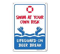A Homim Segnali da collezione con scritta "Swim at Your Own Risk Pool Sign - Pool Rules Cartello in alluminio grande 20,3 x 30,5 cm