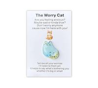 A Hug From My Heart For You - The Worry Cat, abbracci tascabili fatti a mano per gatti, mini biglietto di condoglianze per gli amanti dei gatti (blu)