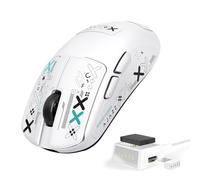 A.JAZZ AJ159V2MC Mouse Gaming Wireless, Tri-Mode BT/2.4G/Cablato Type-C, Sensore PixArt 3311 Fino a 24K DPI, Ultra-Leggero 54g, Batteria Sostituibile, Grip Tape Incluso, per PC/Mac/Laptop-Bianco