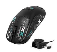 A.JAZZ AJ159V2MC Mouse Gaming Wireless, Tri-Mode BT/2.4G/Type-C, Sensore PixArt 3311 Fino a 24K DPI, Ultra-Lleggero 54g, Batteria Sostituibile, Grip Tape, Compatibile PC/Mac/Laptop- Nero