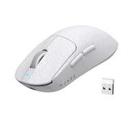 A.JAZZ AJ199 Mouse da Gioco in Fibra Carbonio, Wireless 2.4G/BT/USB Cablato Tri-mode, Ultraleggero 55g, Sensore Ottico PixArt PAW3311 con 24K DPI e Polling 1K, Mice da Gamer per ufficio - Bianco