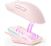 A.JAZZ AJ200P AI MASTER Mouse Gaming Wireless Con Base Di Ricarica Magnetica, Sensore PAW3955, 80000 DPI, Chip NearLink BS2826, Dual 8000Hz, Controllo Vocale IA, AI Game Coach, for PC/Mac, Rosa