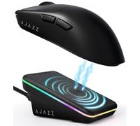 A.JAZZ AJ200P AI MASTER Mouse Gaming Wireless Con Base Di Ricarica Magnetica, Sensore PAW3955, 80000 DPI, Chip NearLink BS2826, Dual 8000Hz, Controllo Vocale IA, AI Game Coach, for PC/Mac, Nero