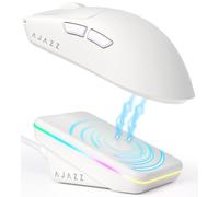 A.JAZZ AJ200P AI MASTER Mouse Gaming Wireless Con Base Di Ricarica Magnetica, Sensore PAW3955, 80000 DPI, Chip NearLink BS2826, Dual 8000Hz, Controllo Vocale IA, AI Game Coach, for PC/Mac, Bianco