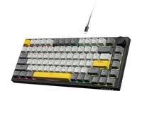 A.JAZZ AK820 Tastiera da gioco meccanica cablata 75%, supporto guarnizione hot-swap, retroilluminazione RGB, 82 tasti con manopola volume CNC, schiuma Poron, copritasti PBT per PC/WIN/MAC-Grigio